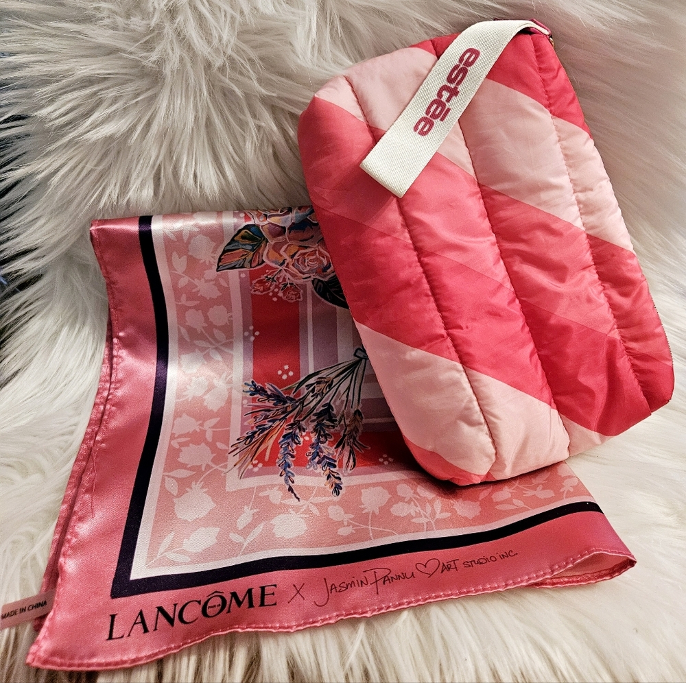 Lancome x Jasmin Pannu Scarf & Estee Lauder Makeup Bag Bundle